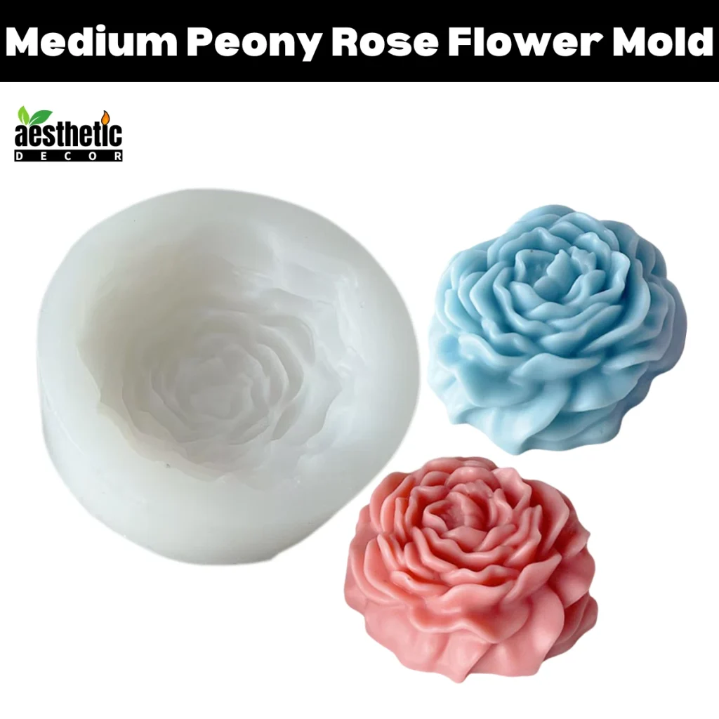 Medium Peony Rose Flower Silicone Candle Mold