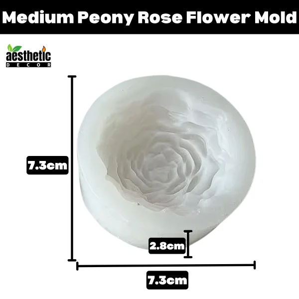 Medium Peony Rose Flower Silicone Candle Mold - Size