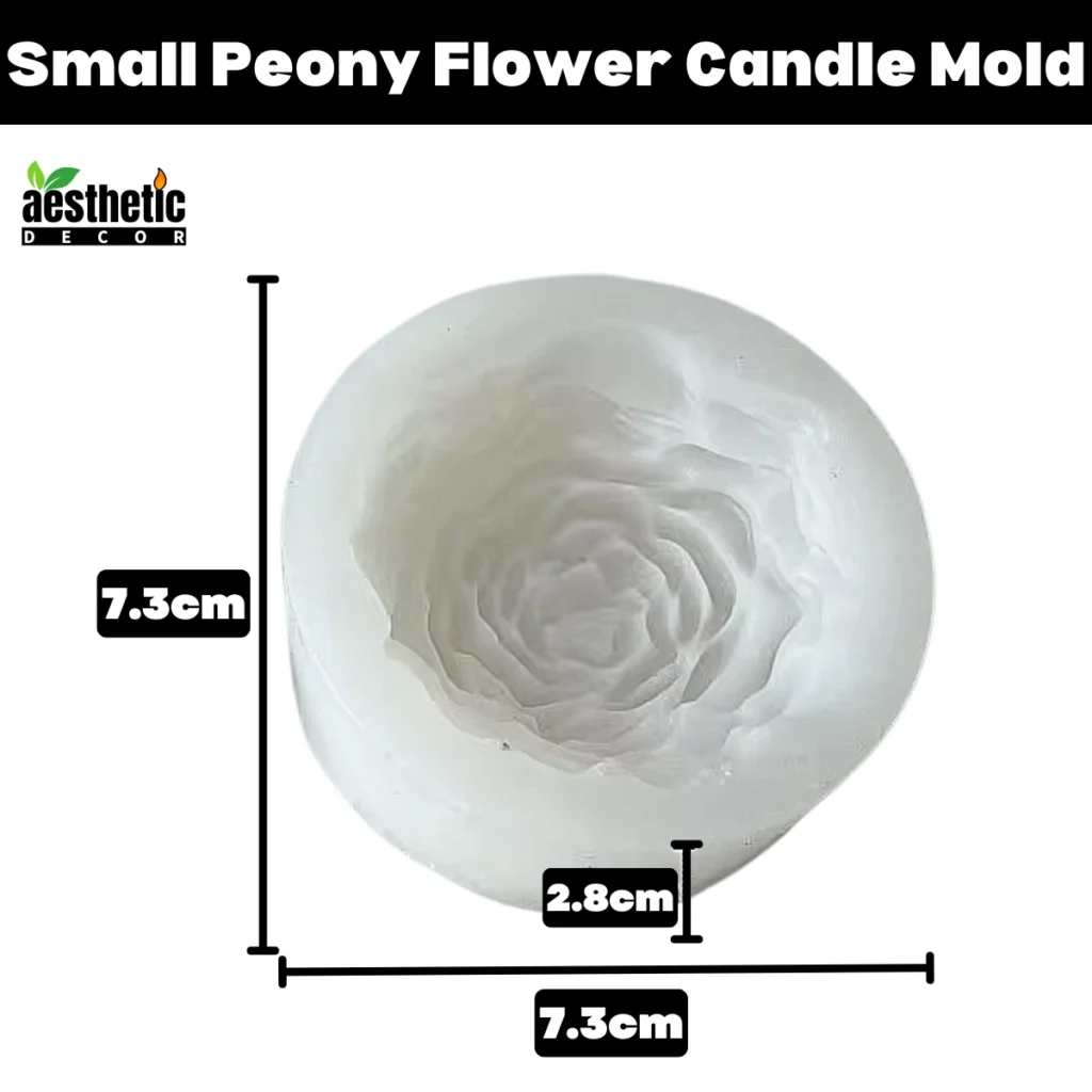 Small Peony Flower Candle Mold Size