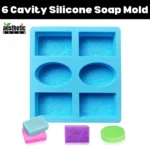 6 Cavity 4 Rectangle & 2 Oval Shapes Designed Silicone Soap Mold