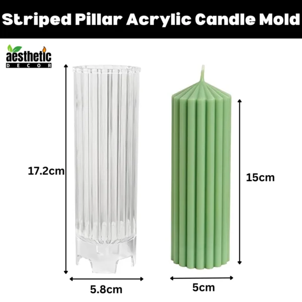 Striped Pillar Acrylic Candle Mold