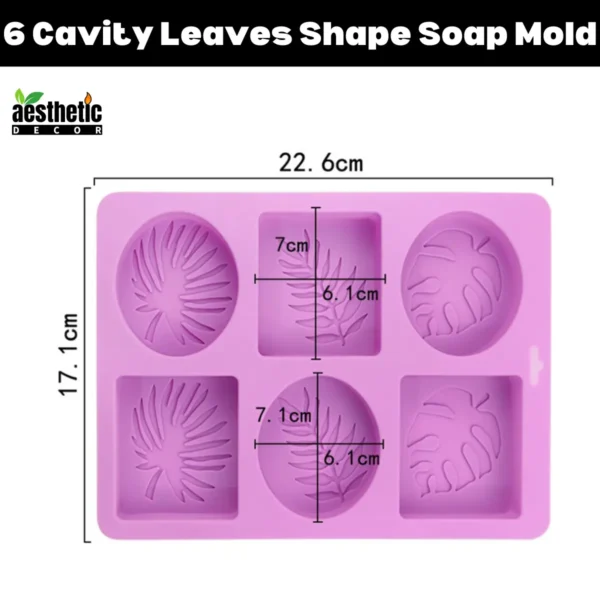 6 Cavity Palm Olive Leaves Shape Silicone Soap Mold