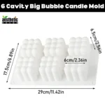 6 Cavity Big Bubble Candle Mold Size