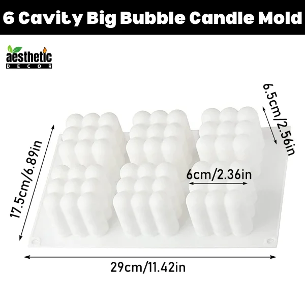 6 Cavity Big Bubble Candle Mold Size