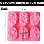 6 Cavity Honey Bee Oval Shape Silicone Soap Mold