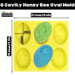 6 Cavity Honey Bee Oval Silicone Soap Mold