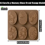 6 Cavity Honey Bee Oval Silicone Soap Mold Size