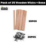 Pack of 25 Wooden Candle Wicks With Metal Clip Bases
