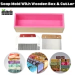 1400ml Rectangular Silicone Soap Mold With Wooden Box And Stainless Steel Cutter