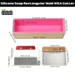 Silicone Soap Rectangular Mold With Cutter Size Guide