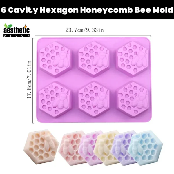 6 Cavity Hexagon Honeycomb Bee Silicone Soap Mold