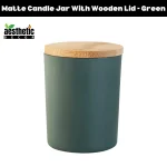 Candle Jar With Wooden Lid - Matte Green