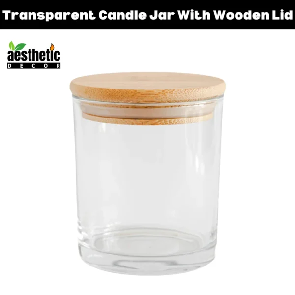 Candle Jar With Wooden Lid - Transparent