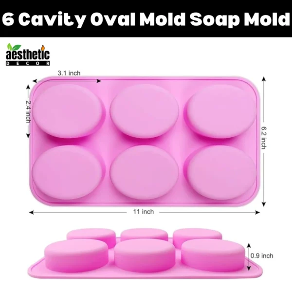 6 Cavity Oval Shape Silicone Soap Mold