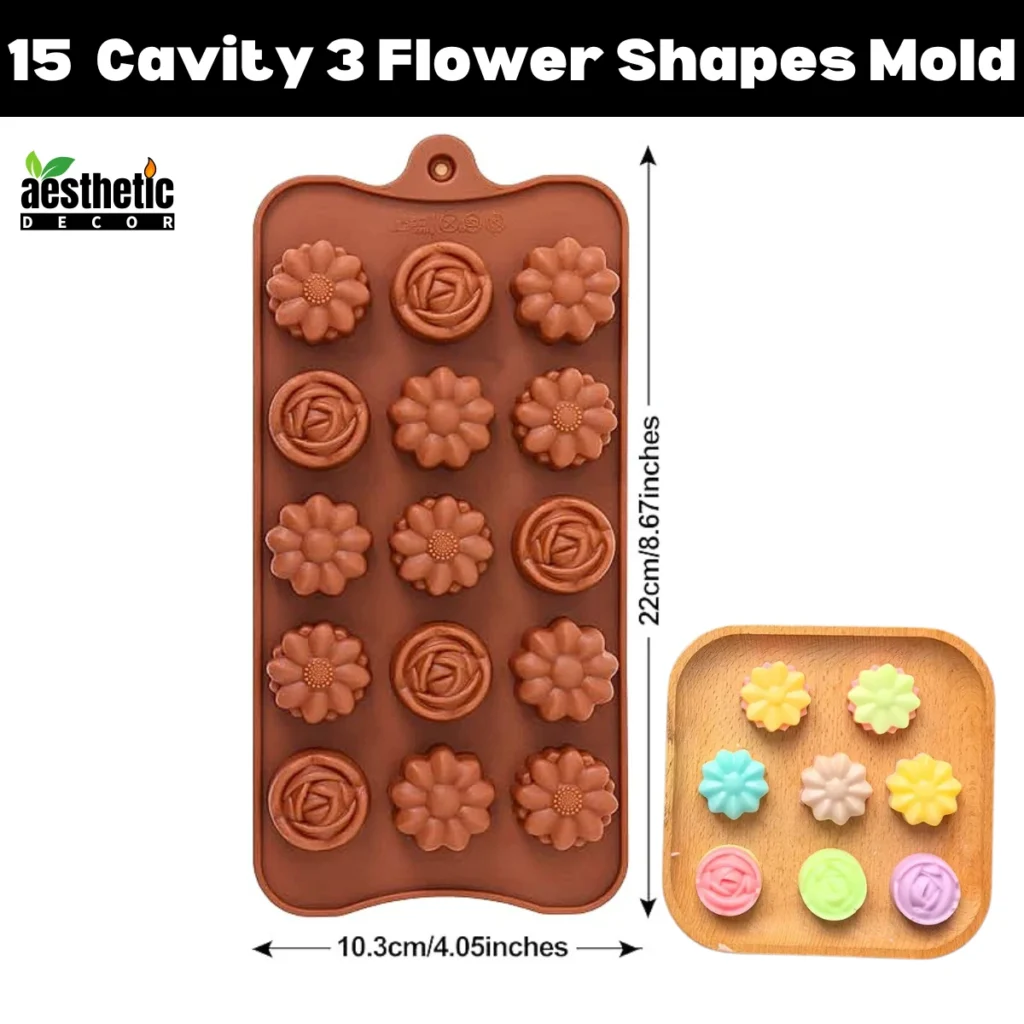 15 Cavity 3 Flower Shapes Silicone Mold