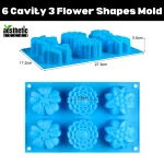 6 Cavity 3 Flower Shapes Silicone Mold