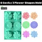 6 Cavity 3 Flower Shapes Silicone Mold