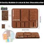 9 Cavity Bubble Crystal & Dot Chocolate Bar Silicone Mold - Image 2
