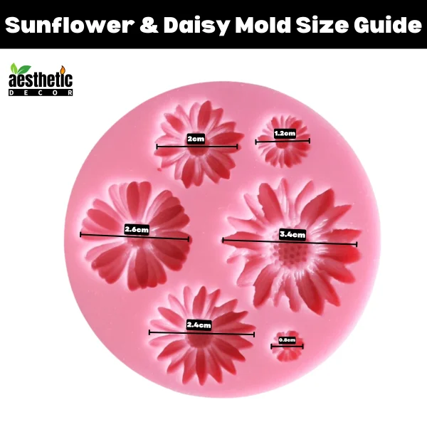 3D Sunflower & Daisy Mold Size Guide