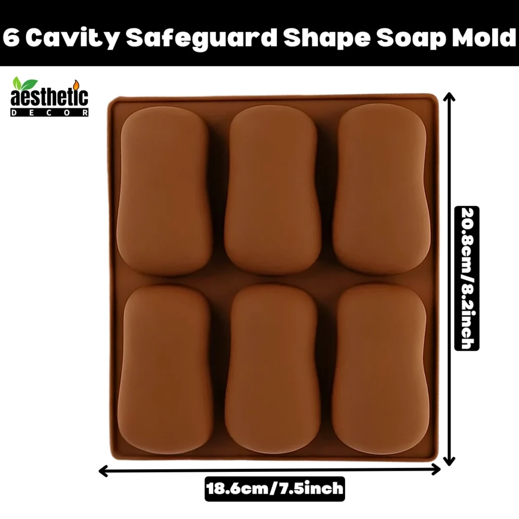 6 Cavity Safeguard Shape Silicone Soap Mold Size