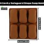 6 Cavity Safeguard Shape Silicone Soap Mold Size