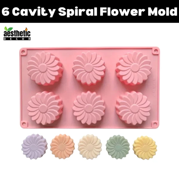 6 Cavity Spiral Flower Mold