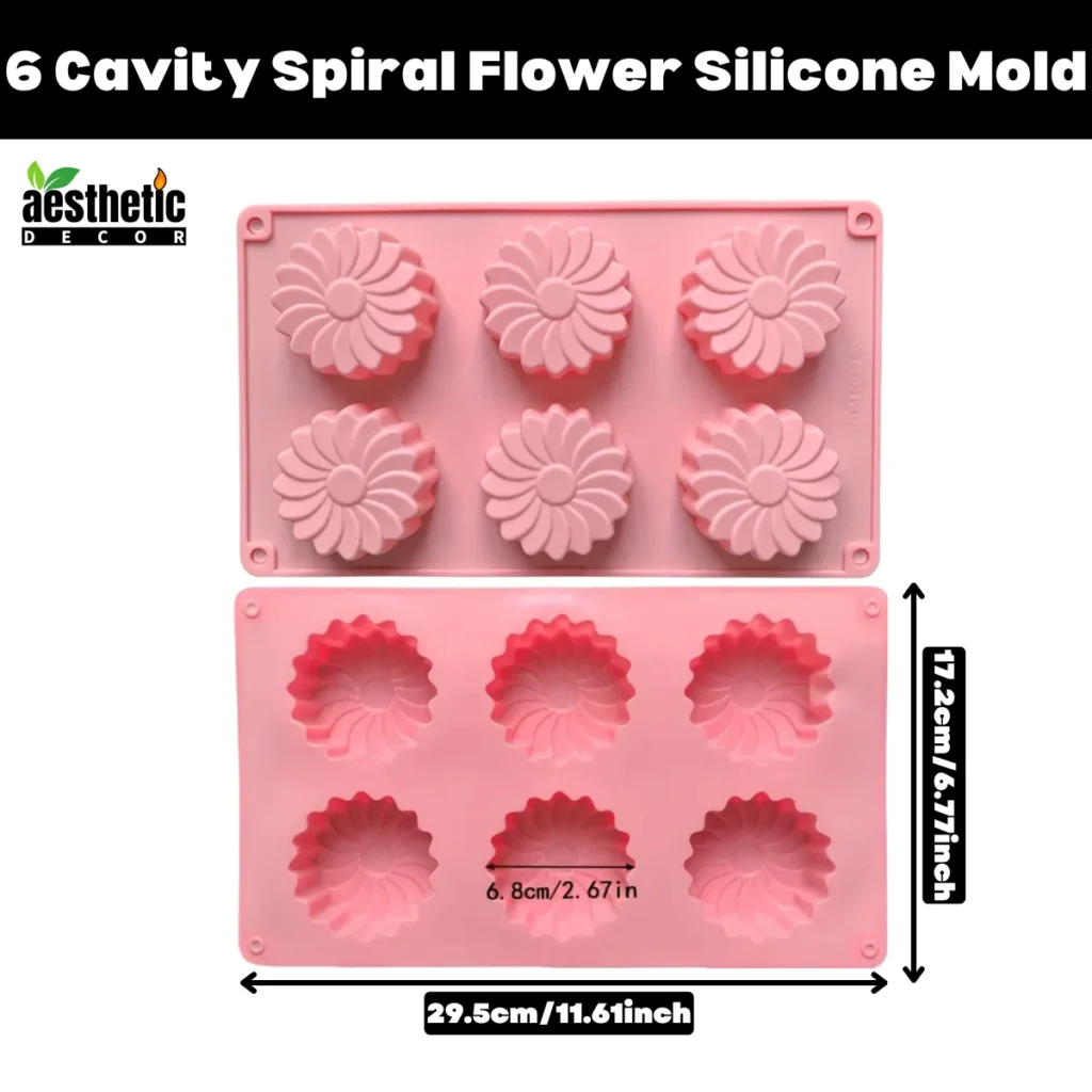 6 Cavity Spiral Flower Silicone Mold