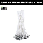 Pack of 25 Cotton Candle Wicks Wax Coated 12cm