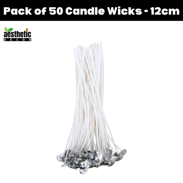 Pack of 50 Cotton Candle Wicks Wax Coated 12cm