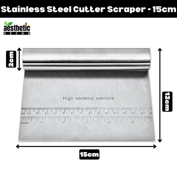 Stainless Steel Cutter Scraper with Measuring Scale – 15cm
