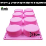 8 Cavity Oval Shape Silicone Soap Mold Size