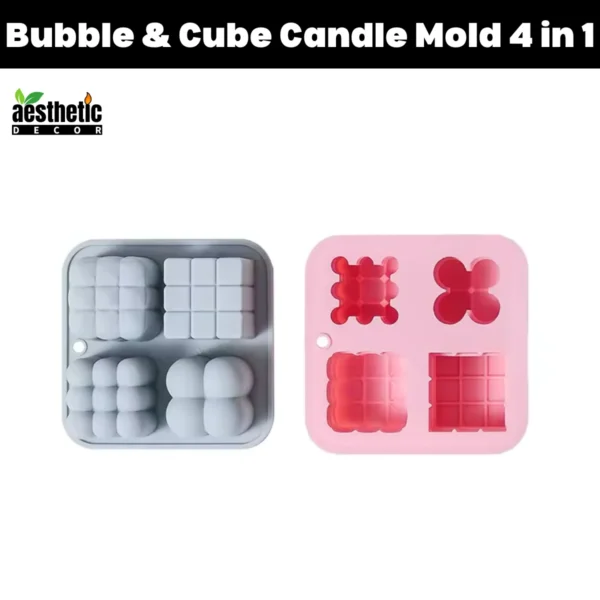 Bubble & Cube Silicone Candle Mold 4 in 1