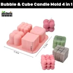 Bubble & Cube Silicone Candle Mold 4 in 1 size