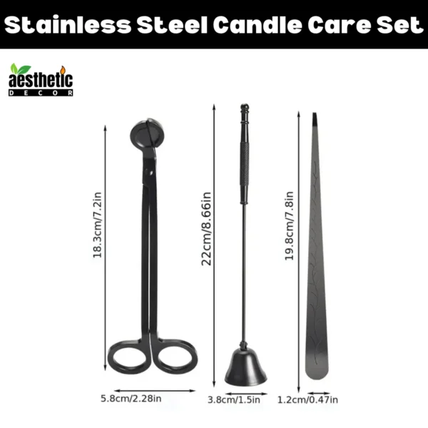 Stainless Steel Candle Care Set - 3pcs size