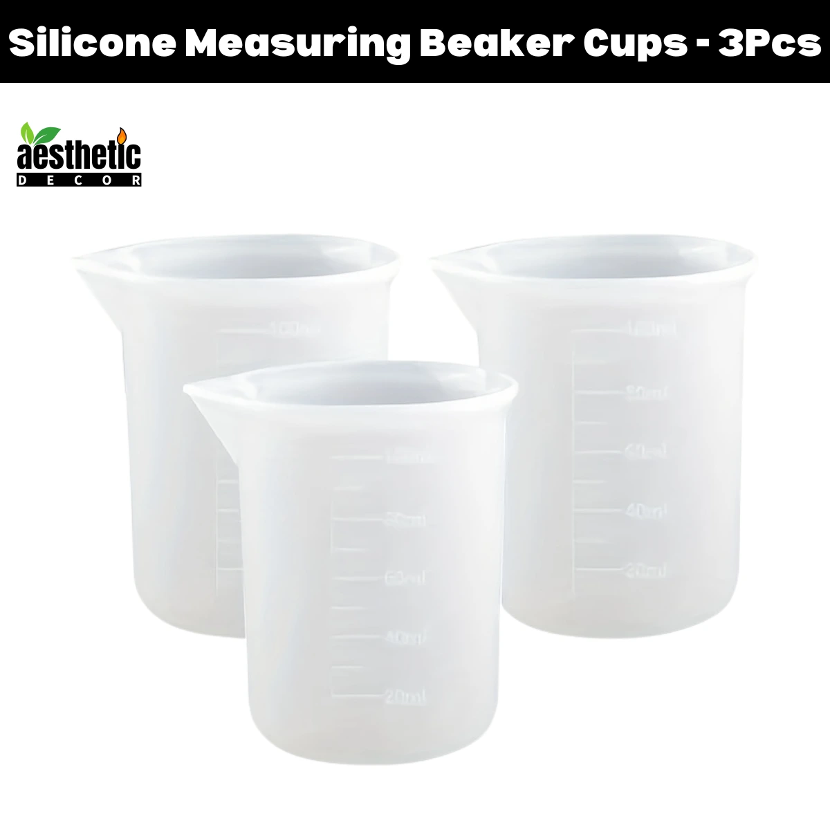 100ml Silicone Measuring Beaker Cups - 3Pcs 100ml Silicone Measuring Beaker Cups - 3Pcs
