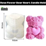 Rose Flower Bear Heart Candle Mold