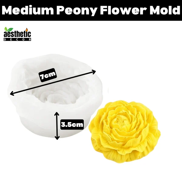 Medium Peony Flower Silicone Candle Mold