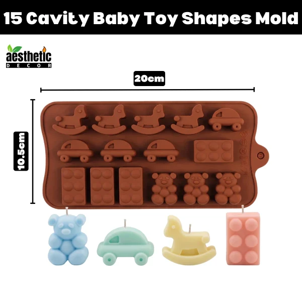 15 Cavity Baby Toy Shapes Silicone Mold