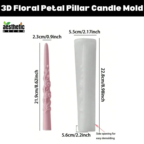 3D Floral Petal Pillar Silicone Candle Mold