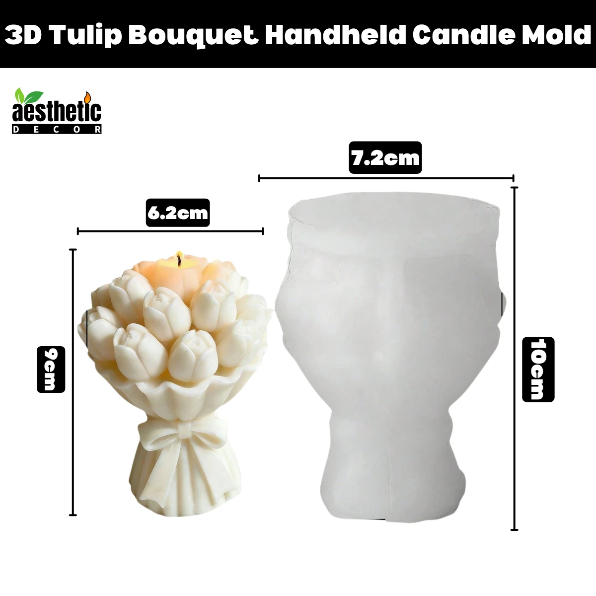 3D Tulip Bouquet Handheld Silicone Candle Mold 3D Tulip Bouquet Handheld Silicone Candle Mold