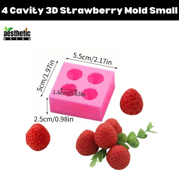 4 Cavity 3D Strawberry Mold Small