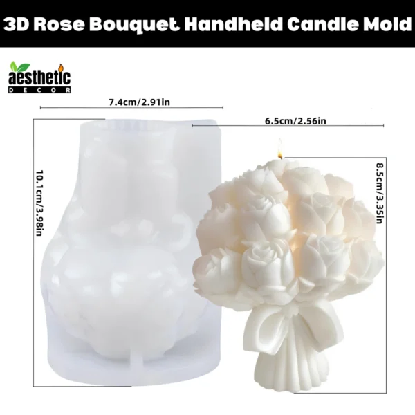 3D Rose Bouquet Handheld Silicone Candle Mold
