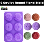 6 Cavity Round Floral Silicone Mold