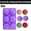 6 Cavity Round Floral Silicone Mold