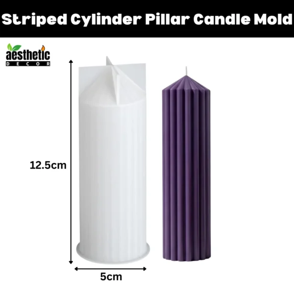 Striped Cylinder Pillar Silicone Candle Mold