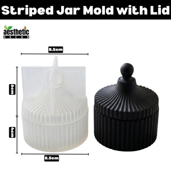 Striped Silicone Jar Mold with Lid