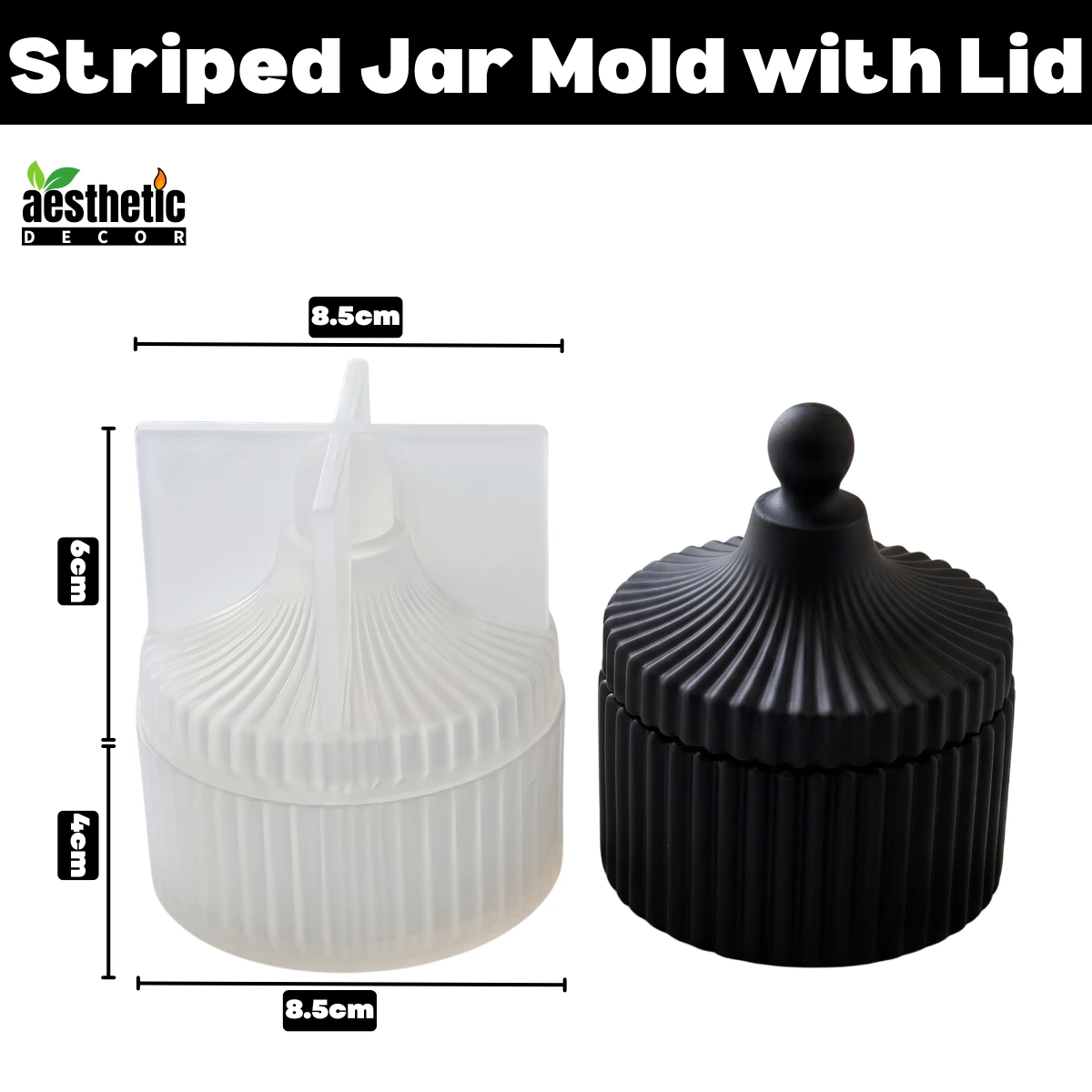 Striped Silicone Jar Mold with Lid Striped Silicone Jar Mold with Lid