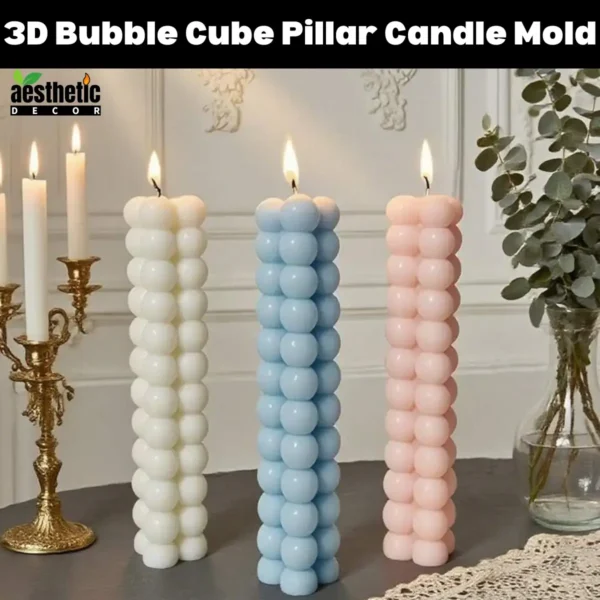 3D Bubble Cube Pillar Candle Mold