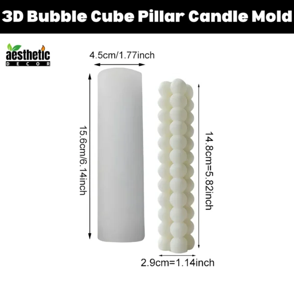 3D Bubble Cube Pillar Silicone Candle Mold