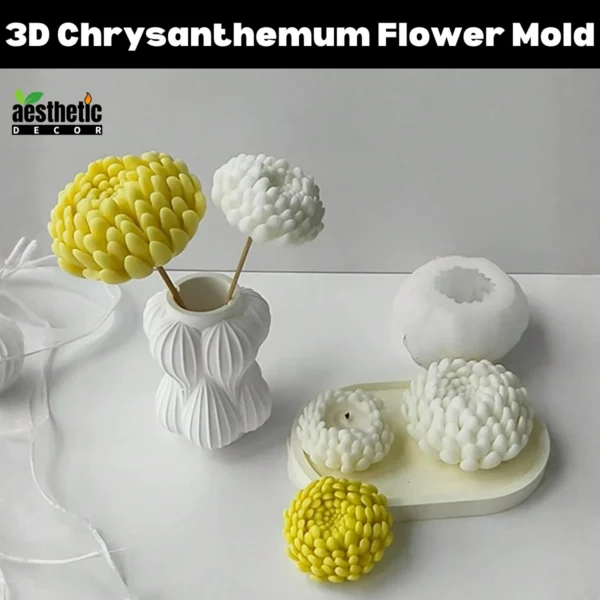 3D Chrysanthemum Flower Candle Mold